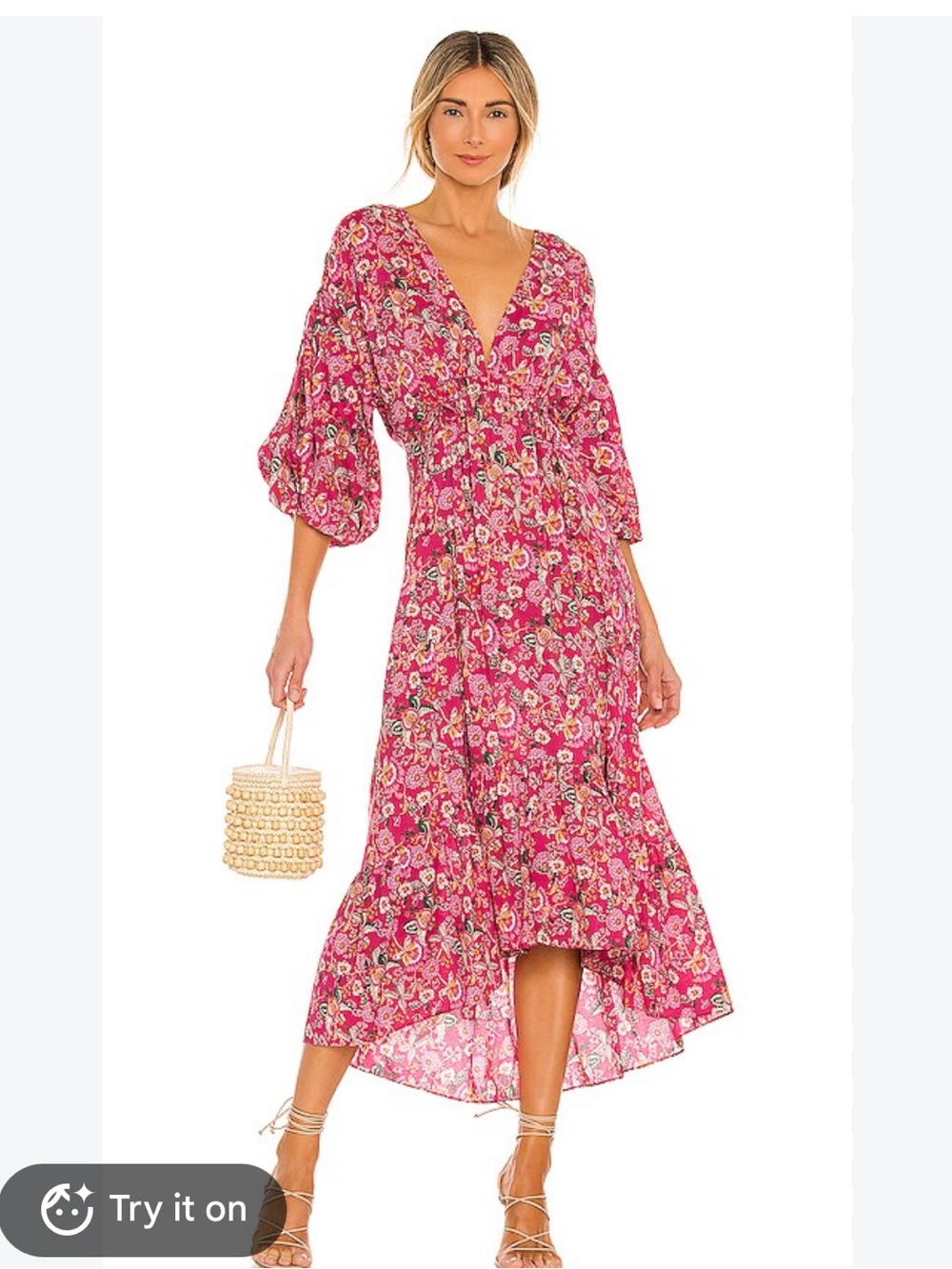 MISA Los Angeles Johanna Pink Falaise Floral High-Low Dress